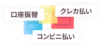 口座振替|クレカ払い|コンビニ払いから選べます